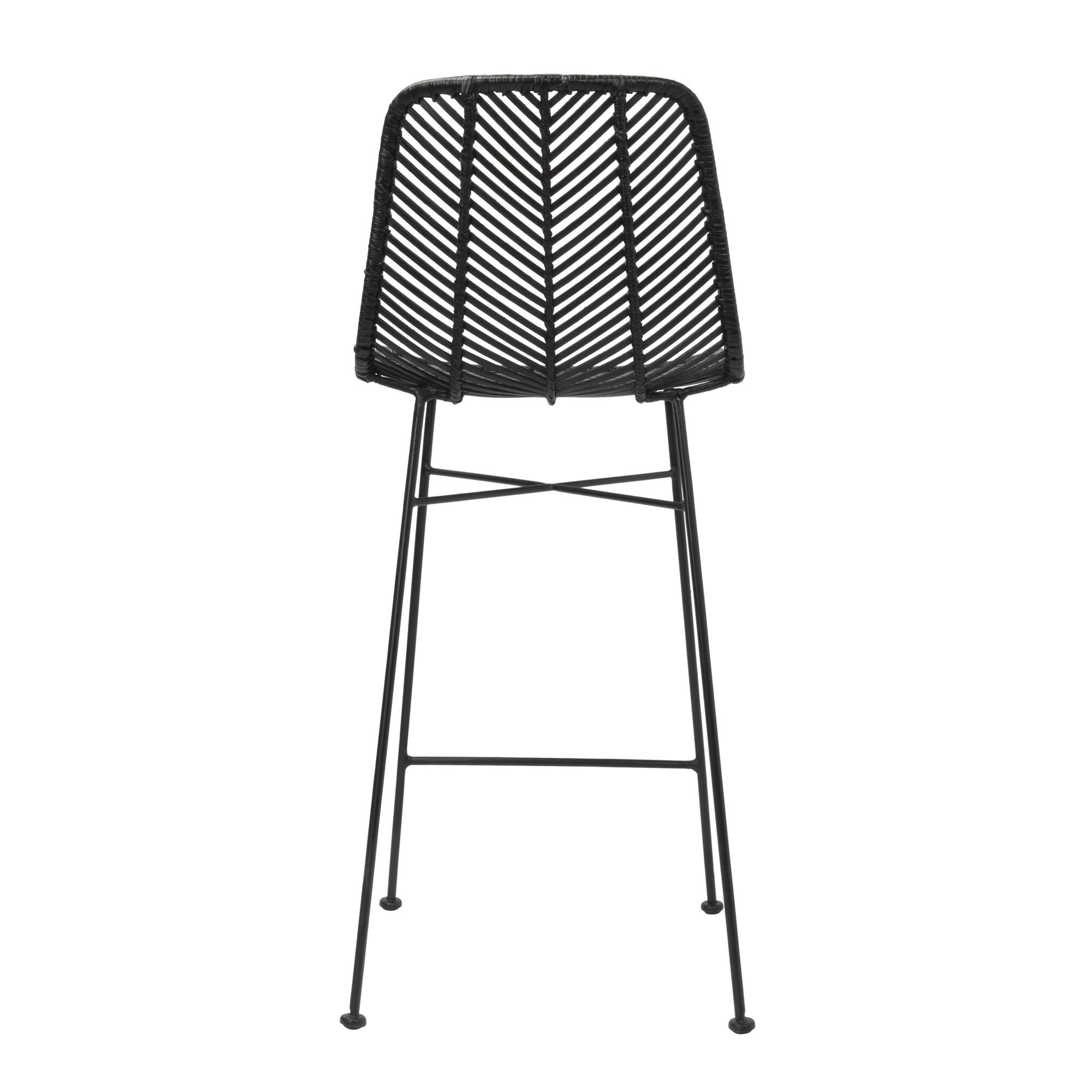 Hello Honey® Black Boho Rattan & Metal Bar Stool